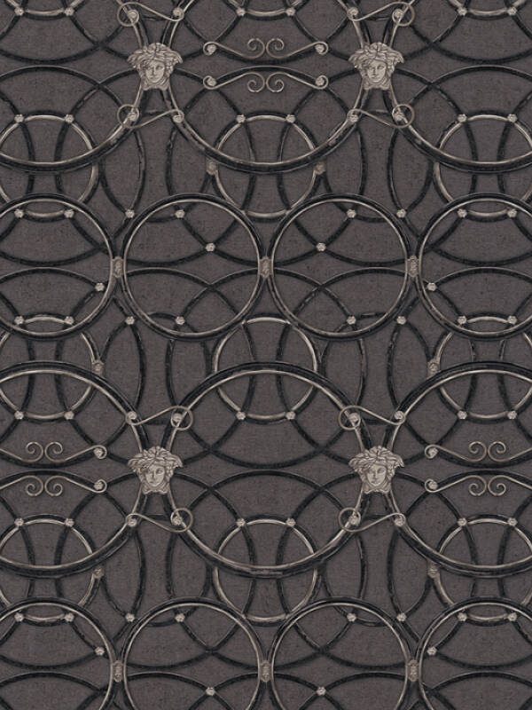 Versace Home Wallpaper «Baroque, Black, Metallic, Silver» 370494
