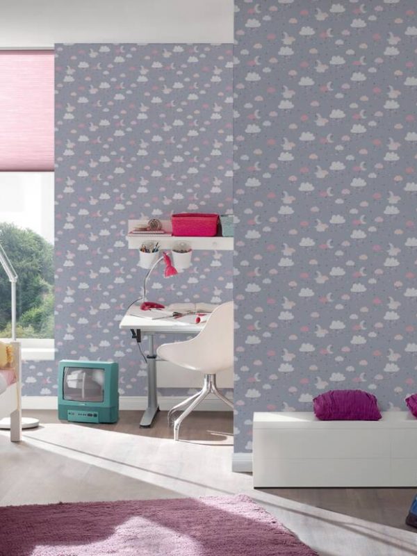 A.S. CRÉATION WALLPAPER «CHILD MOTIF, COLORFUL, GREY, PINK» 381251