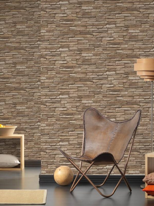 A.S. Création Wallpaper «Stone, Cottage, Beige, Brown» 958332