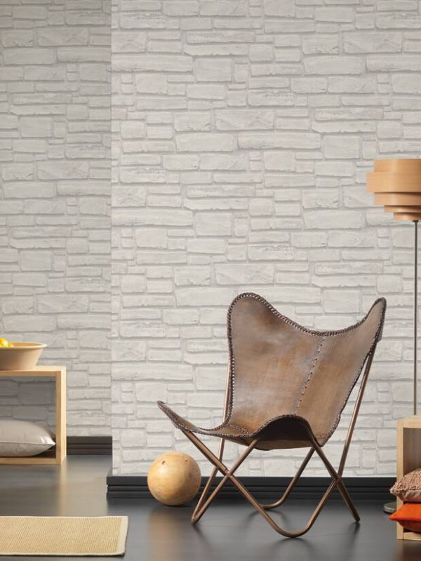 A.S. Création Wallpaper «Stone, Cottage, Grey, White» 662316