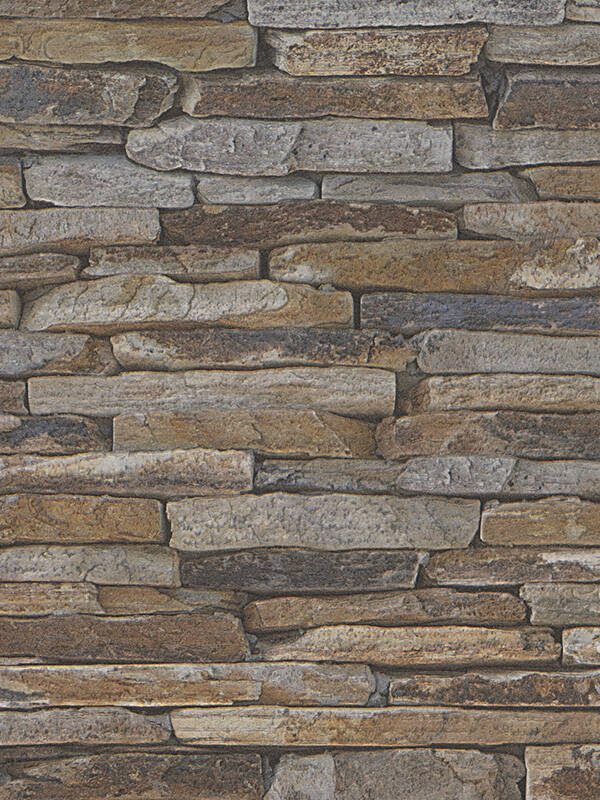A.S. Création Wallpaper «Stone, Cottage, Beige, Brown, Yellow» 914217