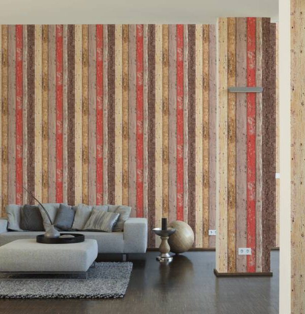 A.S. Création Wallpaper «Wood, Cottage, Beige, Brown, Red» 895127