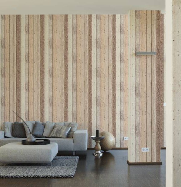 A.S. Création Wallpaper «Wood, Cottage, Beige, Brown, White» 895110
