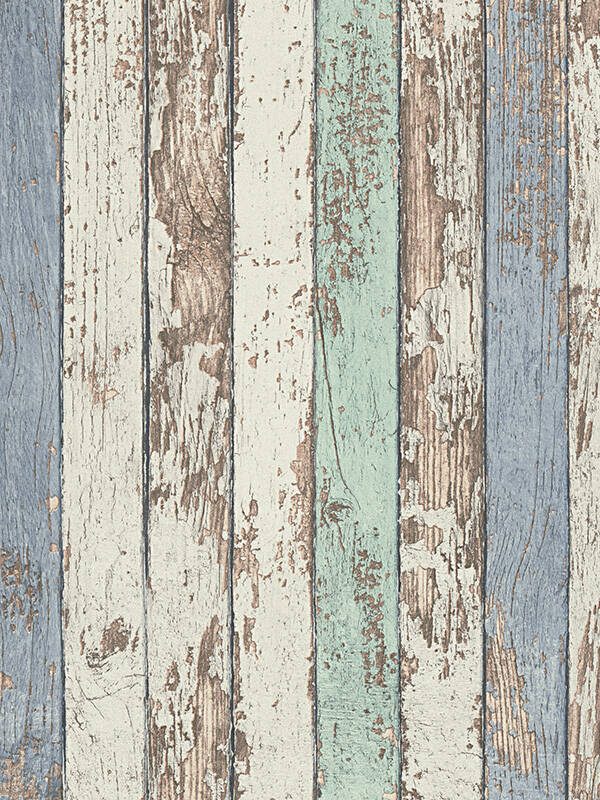 A.S. Création Wallpaper «Wood, Cottage, Blue, Brown, White» 959141