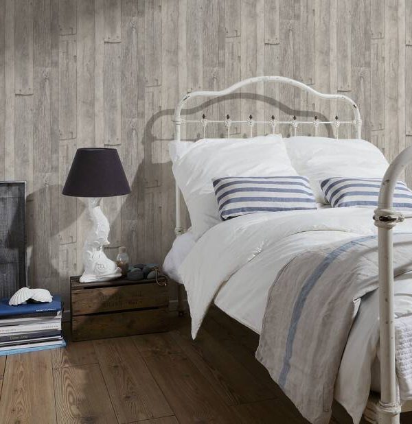 A.S. Création Wallpaper «Wood, Cottage, Beige, Cream, Grey» 959311