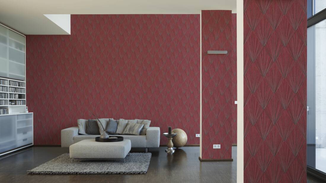 Livingwalls Wallpaper «Graphics, Black, Metallic, Red» 378642
