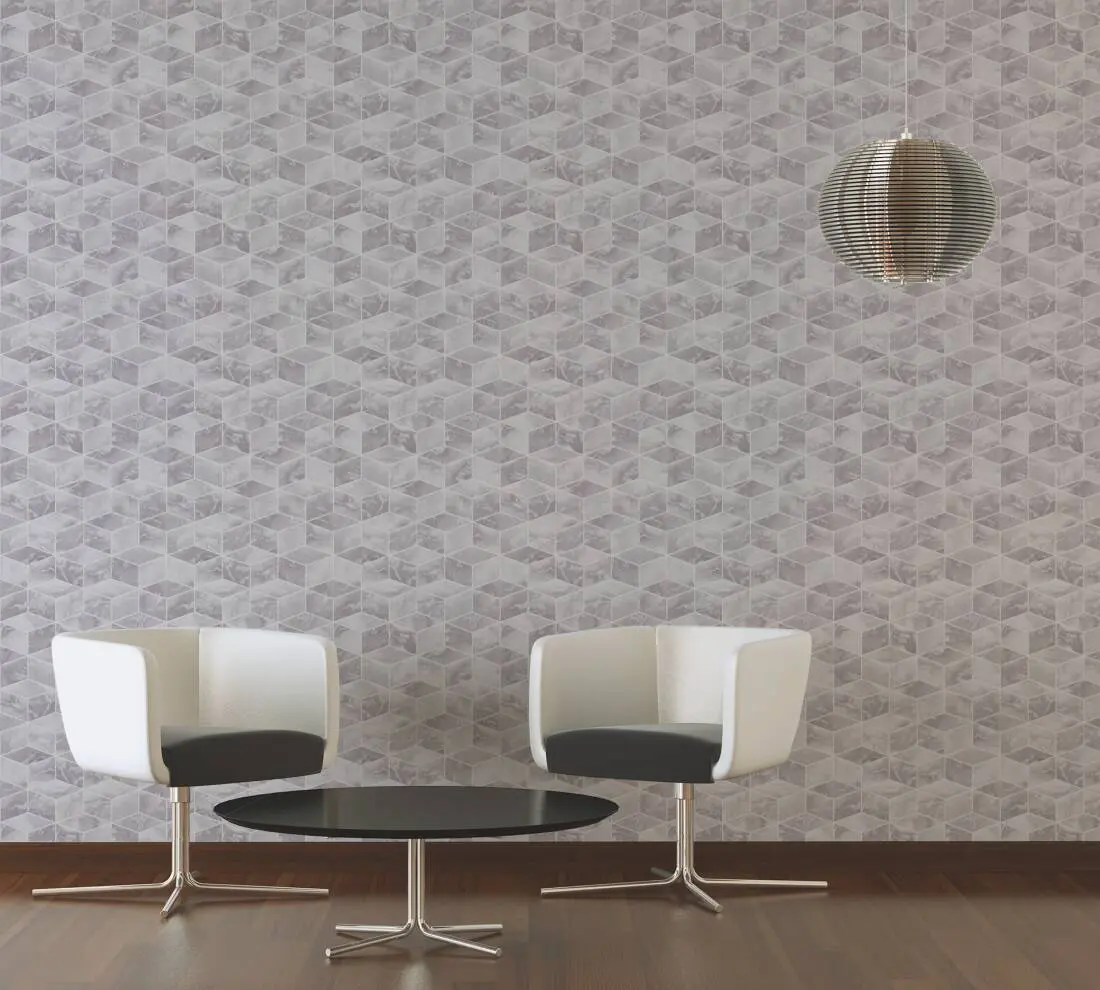 Livingwalls Wallpaper «Graphics, Grey, Metallic, White» 378631