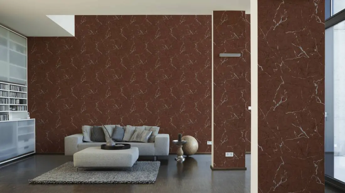 Livingwalls Wallpaper «Uni, Brown, Metallic» 378553