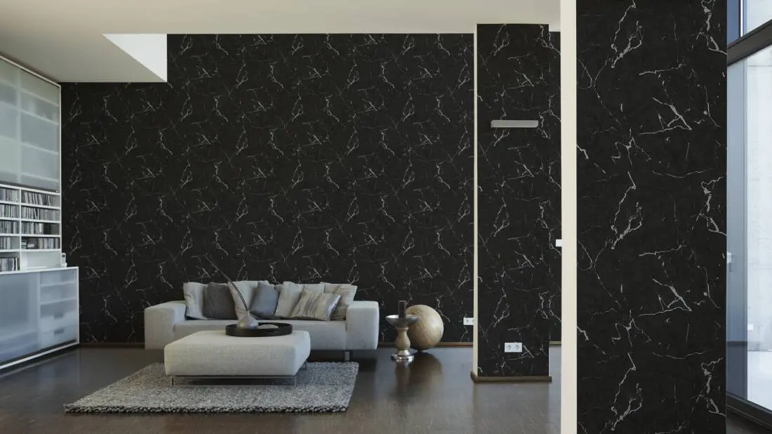 Livingwalls Wallpaper «Uni, Black, Grey, Metallic» 378552
