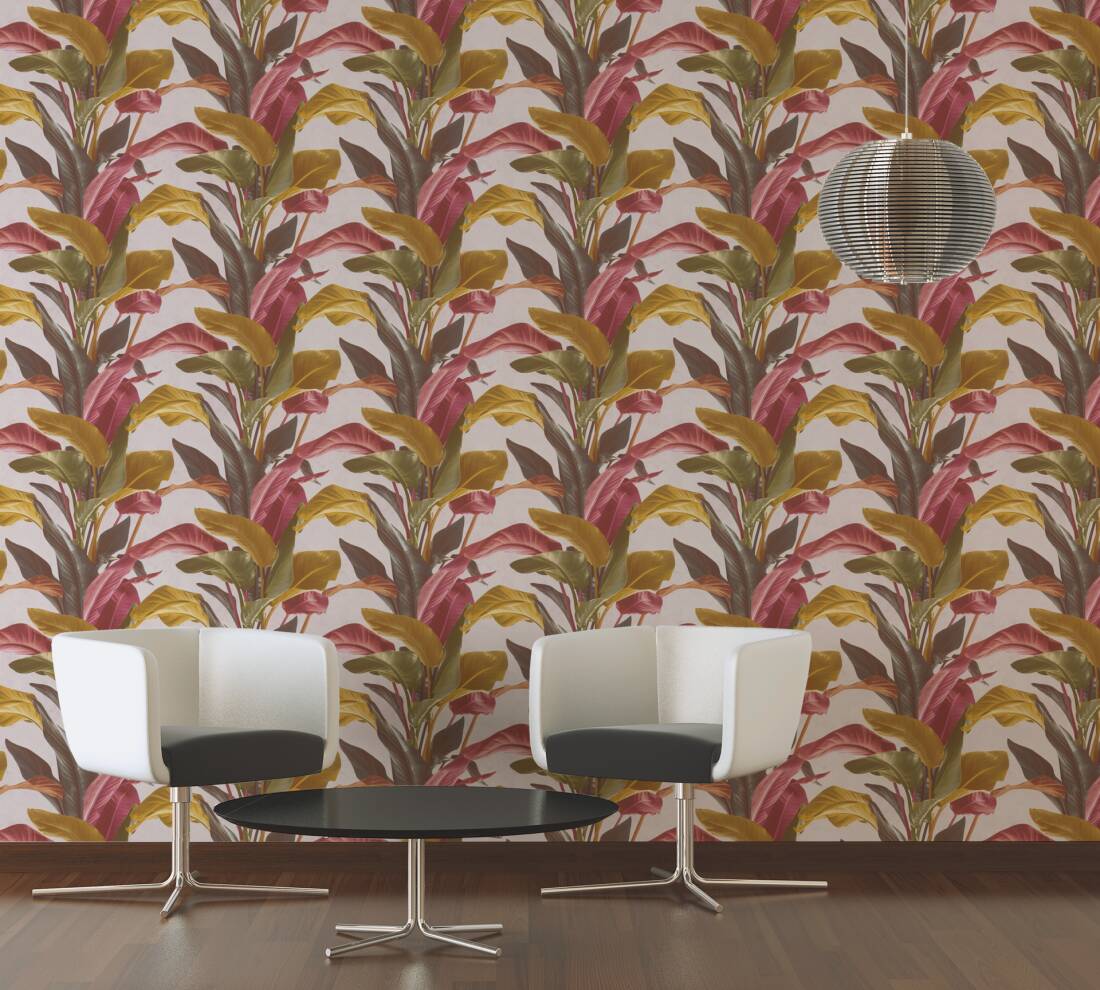 Livingwalls Wallpaper «Floral, Brown, Orange, Red» 378622